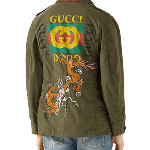 Gucci Dragon Army Parka Olive Khaki XXXL 58 $2,499
